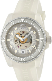 Gucci Dive Automatic White Dial White Rubber Strap Unisex Watch - YA136342