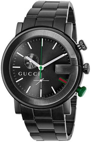 Gucci G Chrono Black Dial Black Steel Strap Watch For Men - YA101331