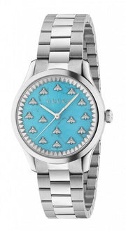 Gucci G Timeless Quartz Turquoise Dial Silver Steel Strap Unisex Watch - YA1265044