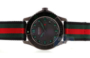 Gucci G Timeless Sport Black Dial Two Tone NATO Strap Watch For Men - YA126229