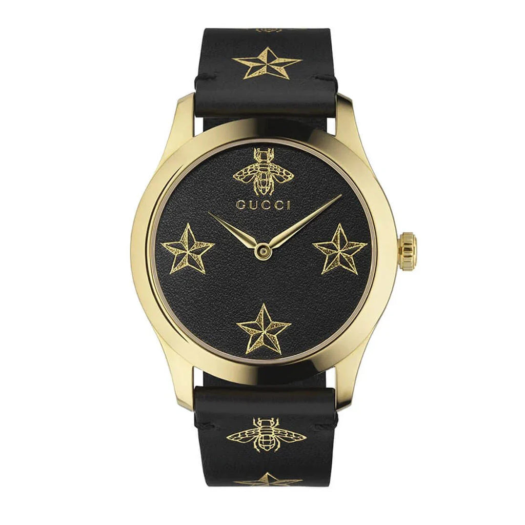 Gucci G Timeless Bee Motif Black Dial Black Leather Strap Watch Gucci G Timeless Bee Motif Black Dial Black Leather Strap Watch