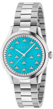 Gucci G Timeless Quartz Turquoise Dial Silver Steel Strap Unisex Watch - YA1265044
