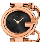 Gucci Guccissima Quartz Black Dial Rose Gold Steel Strap Watch For Women - YA134509