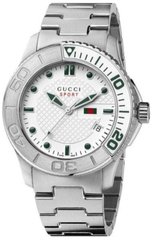 Gucci G Timeless Silver Dial Silver Steel Strap Watch For Men