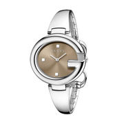 Gucci Guccissima Brown Dial Silver Steel Strap Watch For Women - YA134302