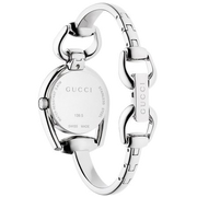 Gucci Horsebit Collection Mother of Pearl Black Dial Silver Steel Strap Watch For Women - YA139503