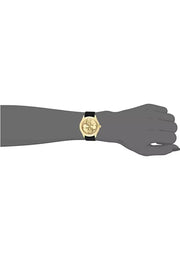 Guess G Twist Gold Dial Black Leather Strap Watch for Women - W0911L3