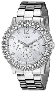 Guess Dazzler Diamonds Silver Dial Silver Steel Strap Watch for Women - W0335L1