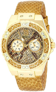 Guess Limelight Quartz Gold Dial  Gold Leather Strap Watch For Women - W0775L13