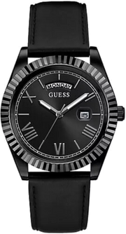Guess Connoisseur Black Dial Black Leather Strap Watch For Men - GW0353G1