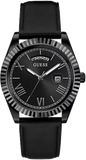 Guess Connoisseur Black Dial Black Leather Strap Watch For Men - GW0353G1
