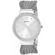 Guess Chiffon Silver Dial Silver Mesh Bracelet Watch For Women - W1083L1