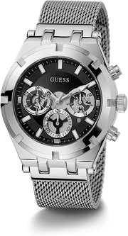 Guess Continental Quartz Black Dial Silver Mesh Strap Watch For Men - GW0582G1