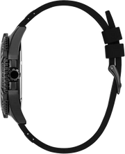 Guess Frontier Crystals Black Dial Black Silicone Strap Watch For Men - W1132G3