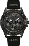 Guess Frontier Crystals Black Dial Black Silicone Strap Watch For Men - W1132G3
