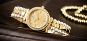 Guess Gala Diamonds Gold Dial Two Tone Steel Strap Watch for Women - GW0531L2