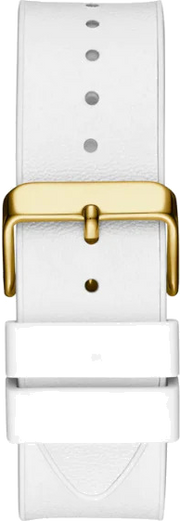 Guess Baguette Crystals Gold Dial White Silicone Strap Watch For Men - GW0208G3