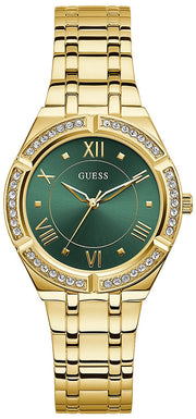 Guess Cosmo Diamonds Green Dial Gold Steel Strap Watch for Women - GW0033L8