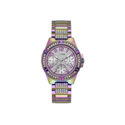 Guess Lady Frontier Diamonds Silver Dial Multicolor Steel Strap Watch for Women - GW0044L1