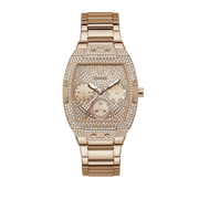 Guess Raven Diamonds Rose Gold Dial Rose Gold Steel Strap Watch for Women - GW0104L3