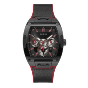 Guess Phoenix Multifunction Black Dial Black & Red Rubber Strap Watch for Men - GW0202G7