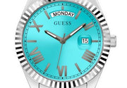 Guess Luna Quartz Blue Dial Silver Steel Strap Watch For Women - GW0308L4