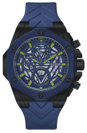 Guess Formula Multifunction Blue Dial Blue Silicone Strap Watch For Men - GW0579G3