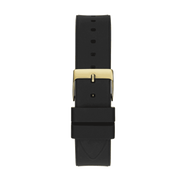 Guess Duchess Crystals Gold Dial Black Silicon Strap Watch For Women - GW0619L2