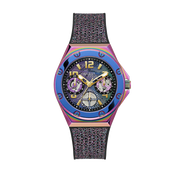 Guess Multifunction Analog Purple Dial Black Rubber Strap Watch For Women - GW0620L4