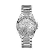 Guess Frontier Diamonds Silver Dial Silver Steel Strap Watch For Women - W1156L1