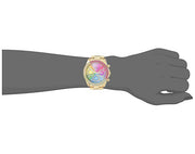 Guess Confetti Chronograph Rainbow Dial Gold Steel Strap Watch For Women  - GW0483L4