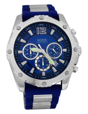 Guess Sport Multifunction Blue Dial Blue Rubber Strap Watch For Men - W0167G3