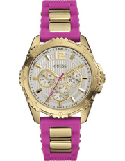 Guess Intrepid White Dial Two Tone Silicon Strap Watch For Women - W0325L3