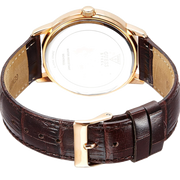 Guess Wafer Quartz Beige Dial Brown Leather Strap Watch For Men - W0496G1