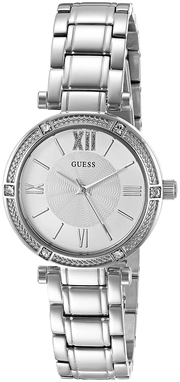 Guess Park Ave White Dial Silver Steel Strap Watch for Women - W0767L1