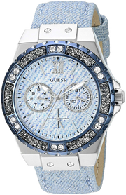 Guess Limelight Quartz Blue Dial Blue Leather Strap Watch For Men - W0775l1