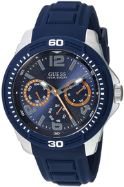 Guess Trade Blue Dial Blue Silicone Strap Watch for Men - W0967G2