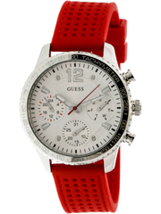 Guess Marina Chronograph Quartz White Dial Red Rubber Strap Watch for Women - W1025L2