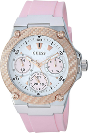 Guess Zena Quartz White Dial Pink Rubber Strap Watch For Women - W1094L4