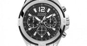 Guess Surge Chronograph Black Dial Silver Steel Strap Watch for Men - W1258G1