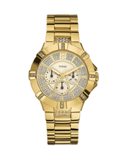 Guess Vista Diamonds Gold Dial Gold Steel Strap Watch for Women - W13573L1