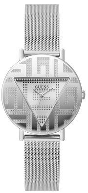 Guess Iconic Quartz Silver Dial Silver Mesh Bracelet Watch For Women - GW0527L1
