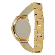 Guess Tri Glitz Quartz Diamonds Gold Dial Gold Mesh Bracelet Watch For Women - W1142L2