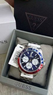 Guess Odyssey Multifunction Blue Dial Silver Steel Strap Watch For Men - W1107G2