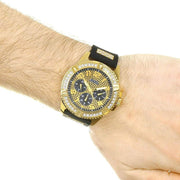 Guess Frontier Crystals Black Dial Black Silicone Strap Watch For Men - W1132G1