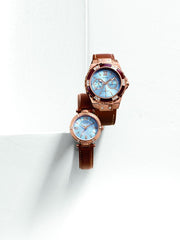 Guess Park Avenue Blue Dial Brown Leather Strap Watch for Women - W0838L2