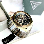 Guess Poseidon Chronograph Black Dial Black Silicone Strap Watch For Men - GW0425G1