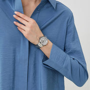 Guess Fusion Chronograph Crystals Silver Dial Silver Steel Strap Watch For Women - GW0552L1