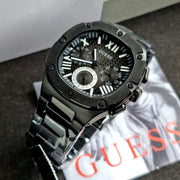 Guess Headliner Multifunction Black Dial Black Steel Strap Watch For Men - GW0572G3