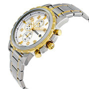Fossil Dean Chronograph White Dial Silver Steel Strap Watch for Men - FS4795